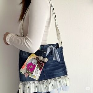 Upcycled Denim Tote Bag Women's Blue One Size